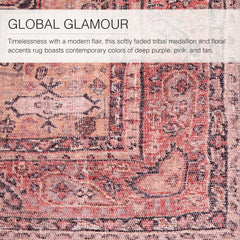 Area Rug, 7'6" x 9'6" with Pink Polyester