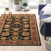 Area Rug, 7'6" x 9'6" Wool in Red and Navy