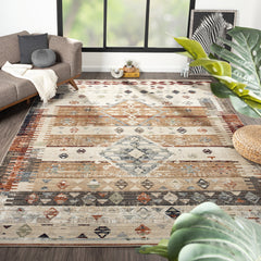 Area Rug, 7'7" x 10'2", Beige Polypropylene Pile