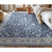 Area Rug, 7'7" x 9'10", Blue with Floral Pattern