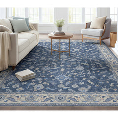 Area Rug, 7'7" x 9'10", Blue with Floral Pattern