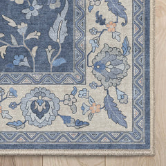 Area Rug, 7'7" x 9'10", Blue with Floral Pattern