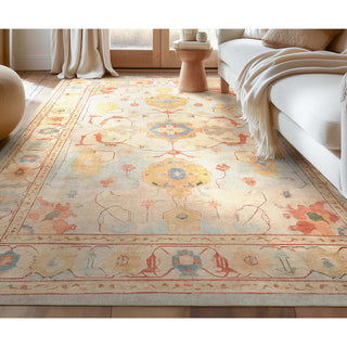 Area Rug, 7'7" x 9'10" in Blue Polyester with Floral Pattern