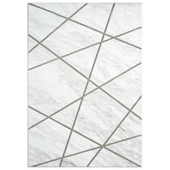Area Rug, 7'9" x 10'2", Gray Polypropylene with Geometric Pattern