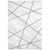 Area Rug, 7'9" x 10'2", Gray Polypropylene with Geometric Pattern