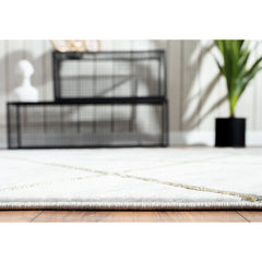 Area Rug, 7'9" x 10'2", Gray Polypropylene with Geometric Pattern