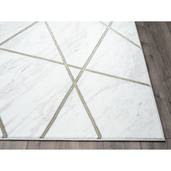 Area Rug, 7'9" x 10'2", Gray Polypropylene with Geometric Pattern