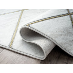 Area Rug, 7'9" x 10'2", Gray Polypropylene with Geometric Pattern