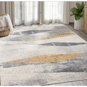 Area Rug, 7'9" x 10'2" Rectangle in Gray with Geometric Pattern