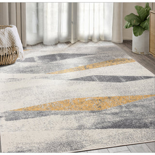 Area Rug, 7'9" x 10'2" Rectangle in Gray with Geometric Pattern