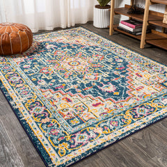 Area Rug, 7'9" x 10', Blue/Beige Polypropylene