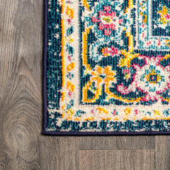 Area Rug, 7'9" x 10', Blue/Beige Polypropylene