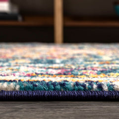 Area Rug, 7'9" x 10', Blue/Beige Polypropylene