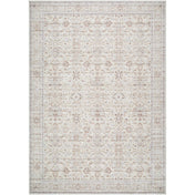 Area Rug, 7'9" x 10', Brown and Beige Polyester with Oriental Pattern