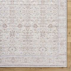 Area Rug, 7'9" x 10', Brown and Beige Polyester with Oriental Pattern