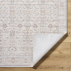 Area Rug, 7'9" x 10', Brown and Beige Polyester with Oriental Pattern