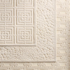 Area Rug, 7'9" x 10', Cream with Chenille and Polyester Pile