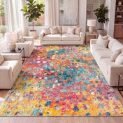 Area Rug, 7'9" x 10', Polypropylene with Abstract Pattern in Multi/Yellow