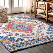 Area Rug, 7'9" x 10' Rectangle with Blue/Multi Polypropylene