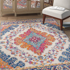 Area Rug, 7'9" x 10' Rectangle with Blue/Multi Polypropylene
