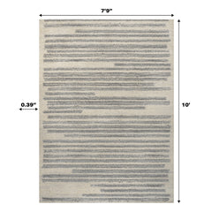Area Rug, 7'9" x 10' Striped Moroccan Pattern in Cream/Gray
