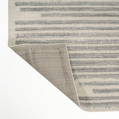 Area Rug, 7'9" x 10' Striped Moroccan Pattern in Cream/Gray