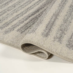 Area Rug, 7'9" x 10' Striped Moroccan Pattern in Cream/Gray