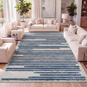 Area Rug, 7'9" x 10' with Cream and Navy Stripes