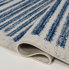 Area Rug, 7'9" x 10' with Cream and Navy Stripes