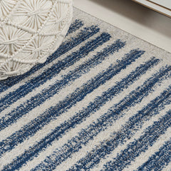 Area Rug, 7'9" x 10' with Cream and Navy Stripes