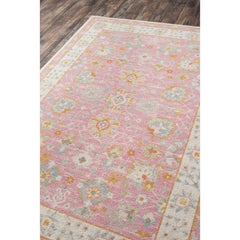 Area Rug, 7'9" x 9'10", Floral Wool and Nylon in Pink, Blue and Brown