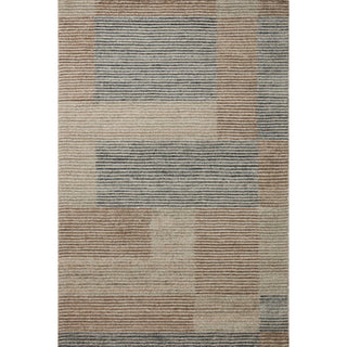 Area Rug, 7'9" x 9'9", Beige/Slate Wool with Abstract Color Block Pattern
