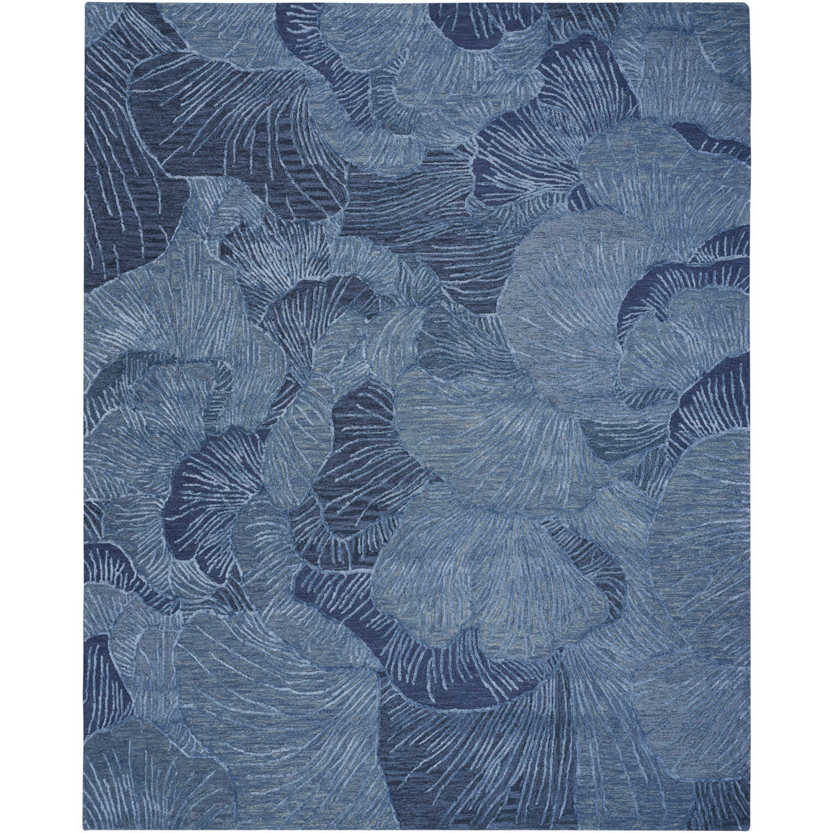 Area Rug, 7'9" x 9'9", Blue Floral Wool