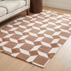 Area Rug, 7'9" x 9'9" in Brown and White Wool