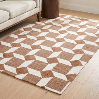 Area Rug, 7'9" x 9'9" in Brown and White Wool