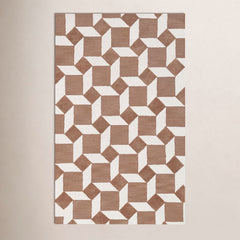 Area Rug, 7'9" x 9'9" in Brown and White Wool