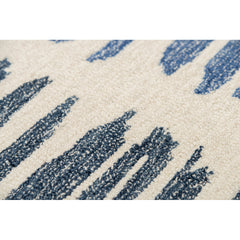 Area Rug, 7'9" x 9'9" in Ivory/Blue Striped Wool