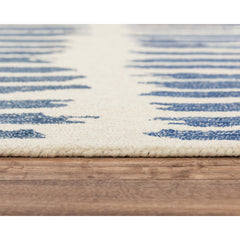 Area Rug, 7'9" x 9'9" in Ivory/Blue Striped Wool