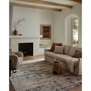 Area Rug, 7 ft 10 in x 10 ft 2 in, Polyester and Polypropylene in Dove and Blue