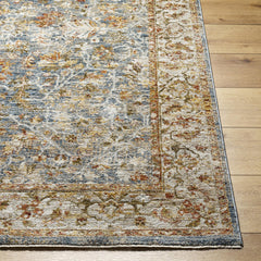 Area Rug, 7 ft 10 in x 10 ft 2 in, Polyester with Blue, Tan and Yellow