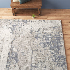 Area Rug, 7 ft 10 in x 10 ft 3 in, Gray Abstract Pattern
