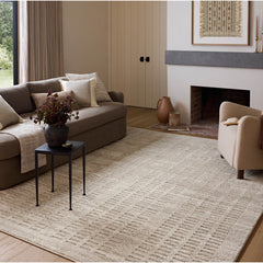 Area Rug, 7 ft 10 in x 10 ft, Abstract Polyester in Beige and Ivory
