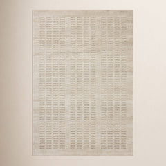Area Rug, 7 ft 10 in x 10 ft, Abstract Polyester in Beige and Ivory