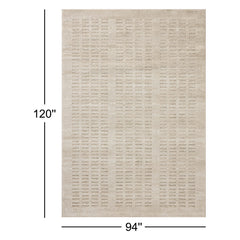 Area Rug, 7 ft 10 in x 10 ft, Abstract Polyester in Beige and Ivory