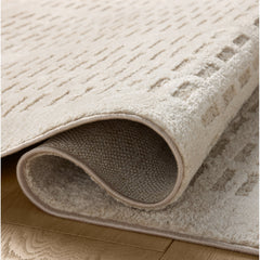 Area Rug, 7 ft 10 in x 10 ft, Abstract Polyester in Beige and Ivory