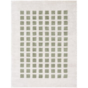 Area Rug, 7 ft 10 in x 10 ft, Cream and Green Polyester with Geometric Pattern