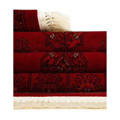 Area Rug, 7 ft 10 in x 10 ft, Red Polypropylene with Geometric Pattern