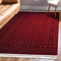 Area Rug, 7 ft 10 in x 10 ft, Red Polypropylene with Geometric Pattern
