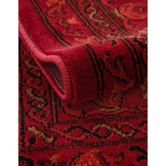 Area Rug, 7 ft 10 in x 10 ft, Red Polypropylene with Jute Backing