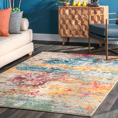Area Rug, 7 ft 10 in x 11 ft Rectangle with Abstract Pattern